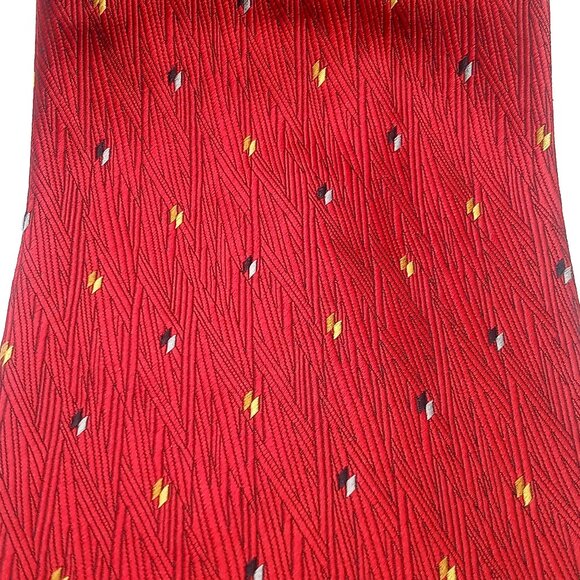 Men's Necktie Echo 100% Silk Red Geometric Pattern 57.5" Length Tie - Picture 2 of 12